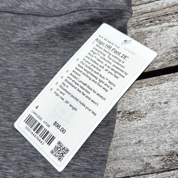 Lululemon Align High-Rise Pant 28"Heathered Graphite Grey size 4 NWT LEGGINGS - Picture 3 of 7